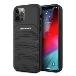 Etui AMG Leather Debossed Lines na iPhone 12 Pro Max - czarne