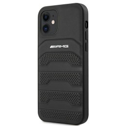 Etui AMG Leather Debossed Lines na iPhone 12 mini - czarne