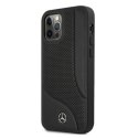 Etui Mercedes Leather Perforated Area na iPhone 12 Pro Max - czarne