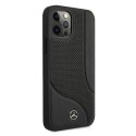 Etui Mercedes Leather Perforated Area na iPhone 12 Pro Max - czarne