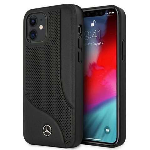 Etui Mercedes Leather Perforated Area na iPhone 12 mini - czarne