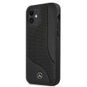 Etui Mercedes Leather Perforated Area na iPhone 12 mini - czarne