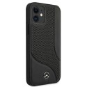 Etui Mercedes Leather Perforated Area na iPhone 12 mini - czarne