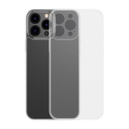 Baseus Frosted Glass Case etui pokrowiec do iPhone 13 Pro Max sztywna obudowa z żelową ramką przezroczysty (ARWS000202)