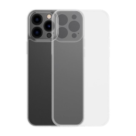 Baseus Frosted Glass Case etui pokrowiec do iPhone 13 Pro Max sztywna obudowa z żelową ramką przezroczysty (ARWS000202)