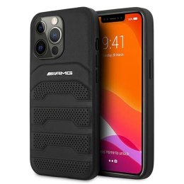 Etui AMG Leather Debossed Lines na iPhone 13 Pro Max - czarne