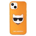 Etui Karl Lagerfeld Glitter Choupette Fluo na iPhone 13 mini - pomarańczowe