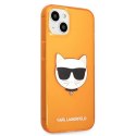 Etui Karl Lagerfeld Glitter Choupette Fluo na iPhone 13 mini - pomarańczowe