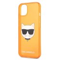 Etui Karl Lagerfeld Glitter Choupette Fluo na iPhone 13 mini - pomarańczowe