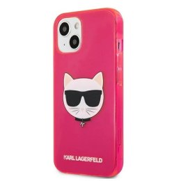 Etui Karl Lagerfeld Glitter Choupette Fluo na iPhone 13 mini - różowe