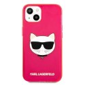 Etui Karl Lagerfeld Glitter Choupette Fluo na iPhone 13 mini - różowe