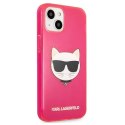 Etui Karl Lagerfeld Glitter Choupette Fluo na iPhone 13 mini - różowe