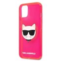 Etui Karl Lagerfeld Glitter Choupette Fluo na iPhone 13 mini - różowe