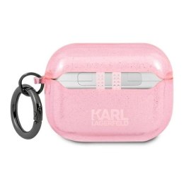 Etui Karl Lagerfeld Glitter Karl's Head na AirPods Pro - różowe