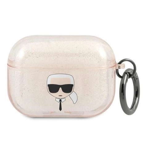 Etui Karl Lagerfeld Glitter Karl's Head na AirPods Pro - złote