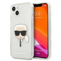 Etui Karl Lagerfeld Glitter Karl's Head na iPhone 13 mini - srebrne