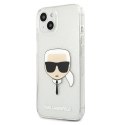 Etui Karl Lagerfeld Glitter Karl's Head na iPhone 13 mini - srebrne