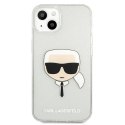 Etui Karl Lagerfeld Glitter Karl's Head na iPhone 13 mini - srebrne