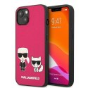 Etui Karl Lagerfeld Ikonik Karl&Choupette na iPhone 13 - fuksjowe