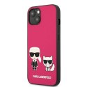 Etui Karl Lagerfeld Ikonik Karl&Choupette na iPhone 13 - fuksjowe