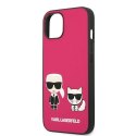 Etui Karl Lagerfeld Ikonik Karl&Choupette na iPhone 13 - fuksjowe