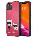 Etui Karl Lagerfeld Ikonik Karl&Choupette na iPhone 13 mini - fuksjowe