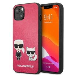 Etui Karl Lagerfeld Ikonik Karl&Choupette na iPhone 13 mini - fuksjowe