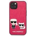 Etui Karl Lagerfeld Ikonik Karl&Choupette na iPhone 13 mini - fuksjowe