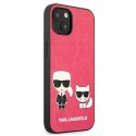 Etui Karl Lagerfeld Ikonik Karl&Choupette na iPhone 13 mini - fuksjowe