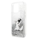 Etui Karl Lagerfeld Liquid Glitter Choupette Fun na iPhone 13 Pro / iPhone 13 - srebrne