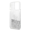 Etui Karl Lagerfeld Liquid Glitter Choupette Fun na iPhone 13 Pro / iPhone 13 - srebrne