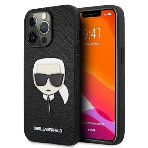 Etui Karl Lagerfeld Saffiano Ikonik Karl's Head na iPhone 13 Pro / iPhone 13 - czarne