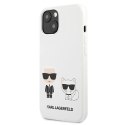 Etui Karl Lagerfeld Silicone Karl & Choupette na iPhone 13 mini - białe