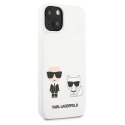 Etui Karl Lagerfeld Silicone Karl & Choupette na iPhone 13 mini - białe