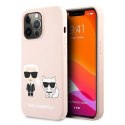 Etui Karl Lagerfeld Silicone Karl&Choupette na iPhone 13 Pro Max - jasnoróżowe