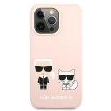 Etui Karl Lagerfeld Silicone Karl&Choupette na iPhone 13 Pro Max - jasnoróżowe