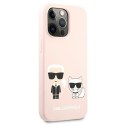 Etui Karl Lagerfeld Silicone Karl&Choupette na iPhone 13 Pro Max - jasnoróżowe