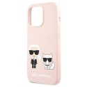 Etui Karl Lagerfeld Silicone Karl&Choupette na iPhone 13 Pro Max - jasnoróżowe