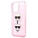 Etui Karl Lagerfeld Glitter Karl's & Choupette Head na iPhone 13 Pro / iPhone 13 - różowe