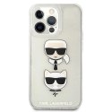 Etui Karl Lagerfeld Glitter Karl's & Choupette Head na iPhone 13 Pro / iPhone 13 - srebrne