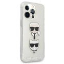 Etui Karl Lagerfeld Glitter Karl's & Choupette Head na iPhone 13 Pro / iPhone 13 - srebrne