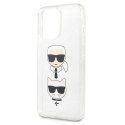 Etui Karl Lagerfeld Glitter Karl's & Choupette Head na iPhone 13 Pro / iPhone 13 - srebrne