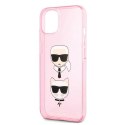 Etui Karl Lagerfeld Glitter Karl's & Choupette Head na iPhone 13 mini - różowe