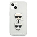 Etui Karl Lagerfeld Glitter Karl's & Choupette Head na iPhone 13 mini - srebrne