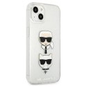 Etui Karl Lagerfeld Glitter Karl's & Choupette Head na iPhone 13 mini - srebrne