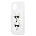 Etui Karl Lagerfeld Glitter Karl's & Choupette Head na iPhone 13 mini - srebrne