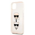 Etui Karl Lagerfeld Glitter Karl's & Choupette Head na iPhone 13 mini - złote