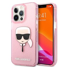 Etui Karl Lagerfeld Glitter Karl's Head na iPhone 13 Pro Max - różowe