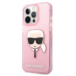 Etui Karl Lagerfeld Glitter Karl's Head na iPhone 13 Pro Max - różowe