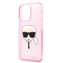 Etui Karl Lagerfeld Glitter Karl's Head na iPhone 13 Pro Max - różowe